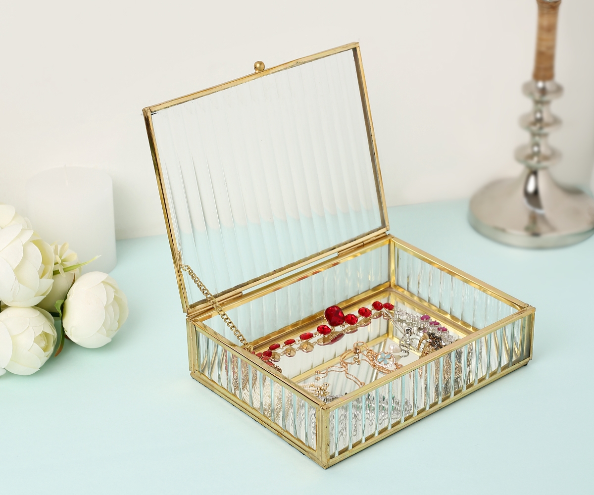 Brass Ribbed Vanity Box